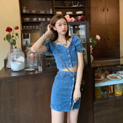 May29th.shop Set váy retro áo croptop denim năng động cá tính Quảng Châu cao cấp