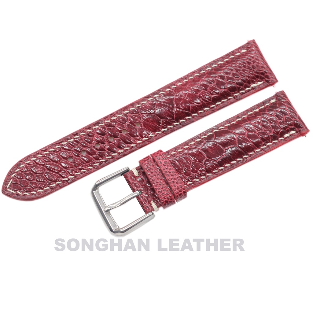 Dây Da Đà Điểu Songhan Leather WT01,Dây Đồng Hồ Da Đà Điểu Vân Gai To Gắn Chốt Thông Minh Kèm Khóa Kim,BH 6 tháng