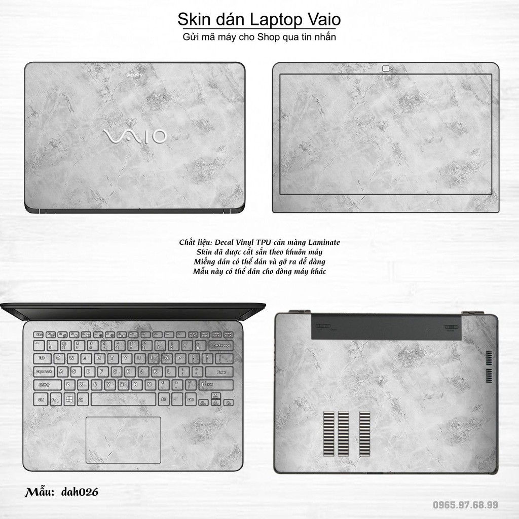 Skin dán Laptop Sony Vaio in hình vân đá (inbox mã máy cho Shop)