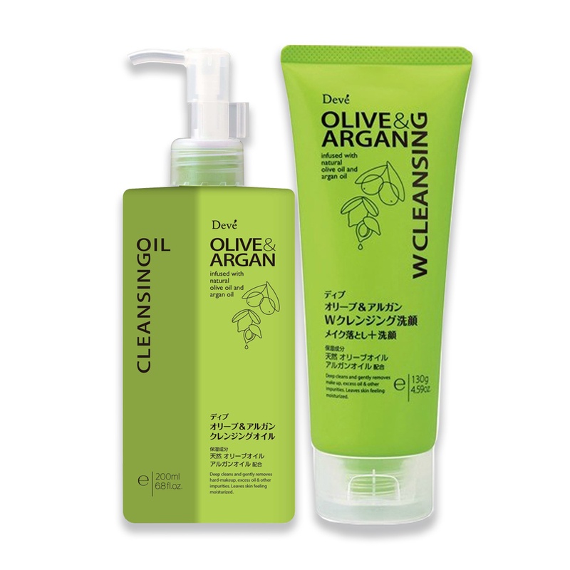 Dầu Tẩy Trang Và Sữa Rửa Mặt DEVE Chiết Xuất Dầu OLIVE &amp; ARGAN Nhật Bản