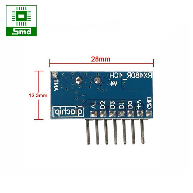 Mạch thu sóng RF học lệnh 433MHz RX480 4 kênh giải mã thay thế PT2262 2272 bộ điều khiển RF không dây từ xa