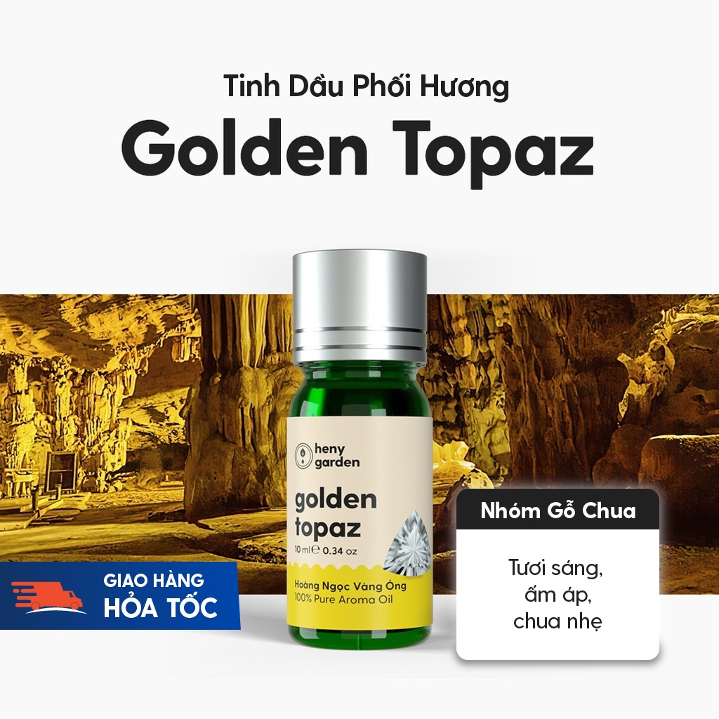 Tinh Dầu Phối Hương Golden Topaz (Gỗ Chua) Xông Thơm Phòng, Làm Nến Thơm Thiên Nhiên Heny Garden 10mL