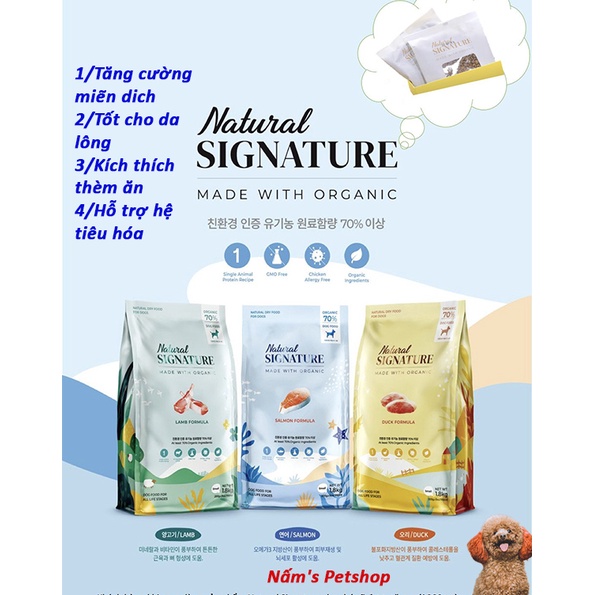 Gói lẻ thức ăn hạt hữu cơ cho chó Natural Signature