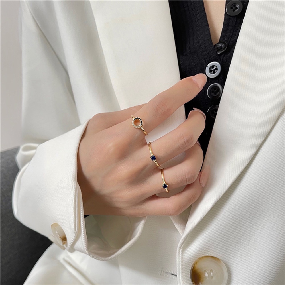 Bộ 3 Nhẫn Hợp Kim Đính Đá Thời Trang