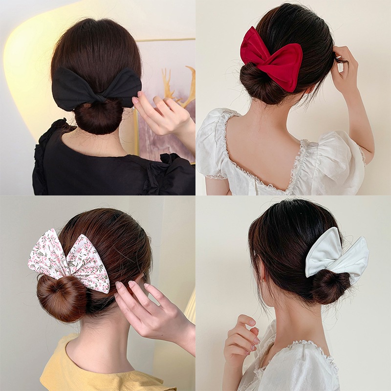 Dây Cột Tóc Đính Nơ Và Quả Bóng Lông Xinh Xắn