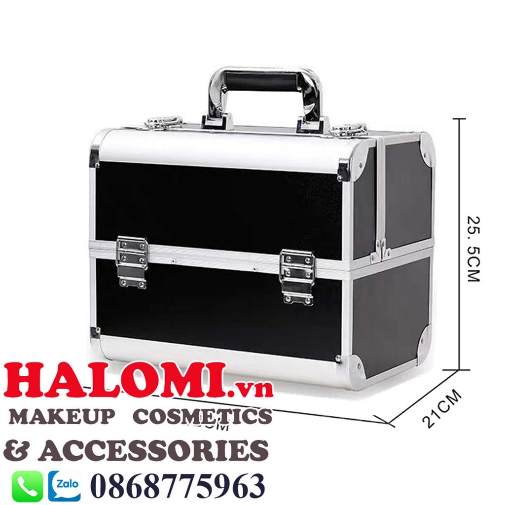 Cốp đựng đồ trang điểm, nail, mi cỡ lớn kích thước 21 x 26 x 32 cm chính hãng HALOMI
