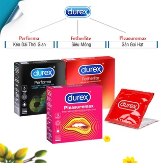 [Hàng Chính Hãng] - Combo 3 Hộp Bao cao su Durex  Size 49 - 52mm - Hộp 03 cái Siêu Mỏng, Kéo dài thời gian quan hệ