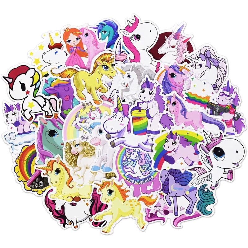 Sticker Unicorn 30-60 cái ép lụa / Hình dán cute Unicorn