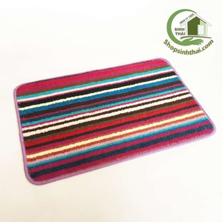 Thảm lau chùi chân cotton bông dày xuất Nhật, hình kẻ sọc, nhiều màu 40cm x 60cm
