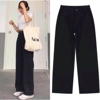 Quần tây đen nữ simple pant ống rộng siêu hack dáng - quần basic đen
