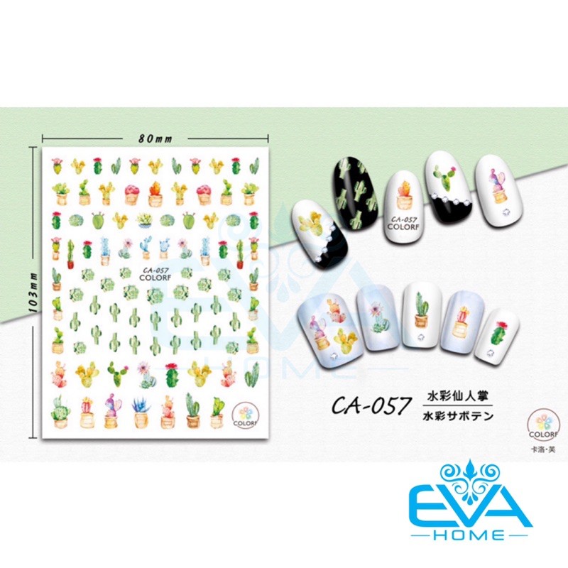Decal Dán Móng Tay 3D Nail Sticker Hoạ Tiết Cây Xương Rồng Cactus Tree CA057