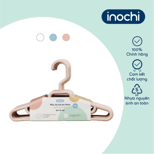 Móc áo trẻ em Inochi - Hara 181 màu Trắng ngọc/ Trắng kem/ Ghi sữa/ Hồng nhạt