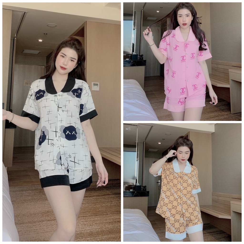 Đồ bộ Pijama nữ mặc nhà WAN tay ngắn quần đùi chất liệu lụa Mango cao cấp WF03
