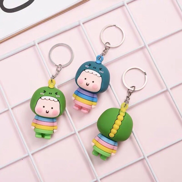 Móc Khóa Xe Khủng Long Cute, Móc Treo Khóa