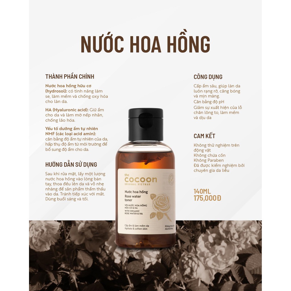 [Mã FMCGMALL -8% đơn 250K] Nước hoa hồng (toner) Cocoon cấp ẩm & làm mềm da 140ml | BigBuy360 - bigbuy360.vn