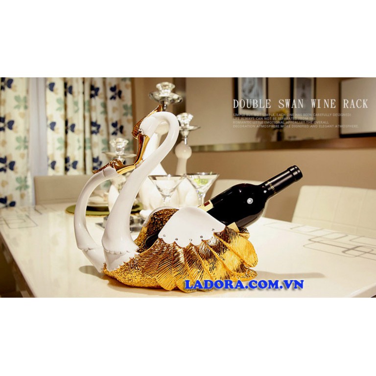Kệ Để Rượu Vang Đôi Chim Thiên Nga (KR022) – Trang Trí Nhà, Quà Cưới Ý Nghĩa
