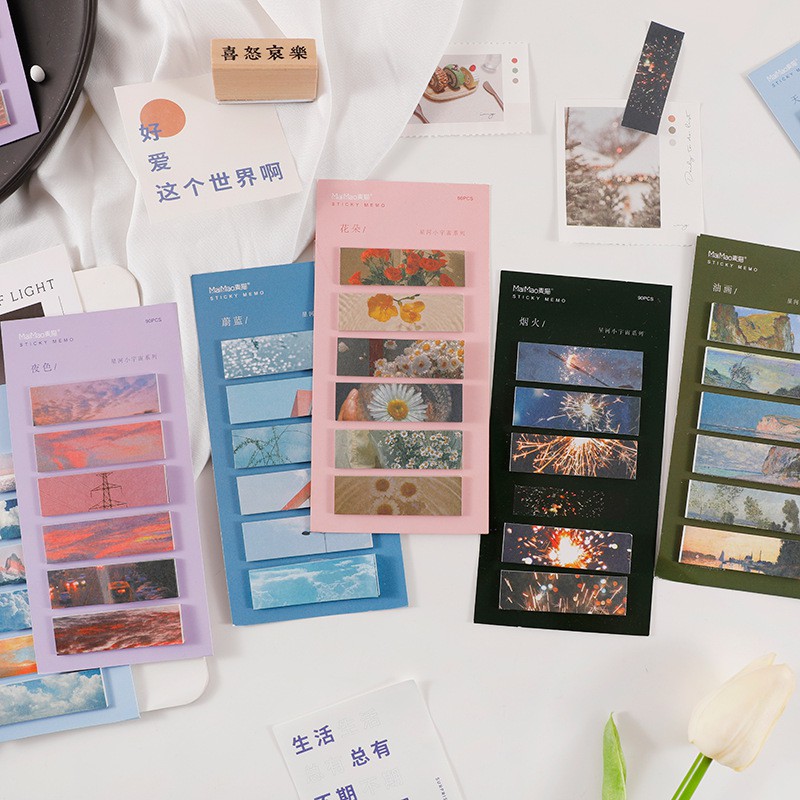 Giấy Nhớ Sticky Note Memo Pad Phong Cảnh Đánh Dấu Bookmark Aesthetics