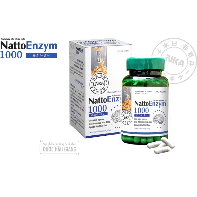 NattoEnzym / Natto Enzym 1000 - Hỗ trợ làm tan cục máu đông, nguy cơ tim mạch, huyết áp, đột quỵ, nguyên liệu Nhật Bản