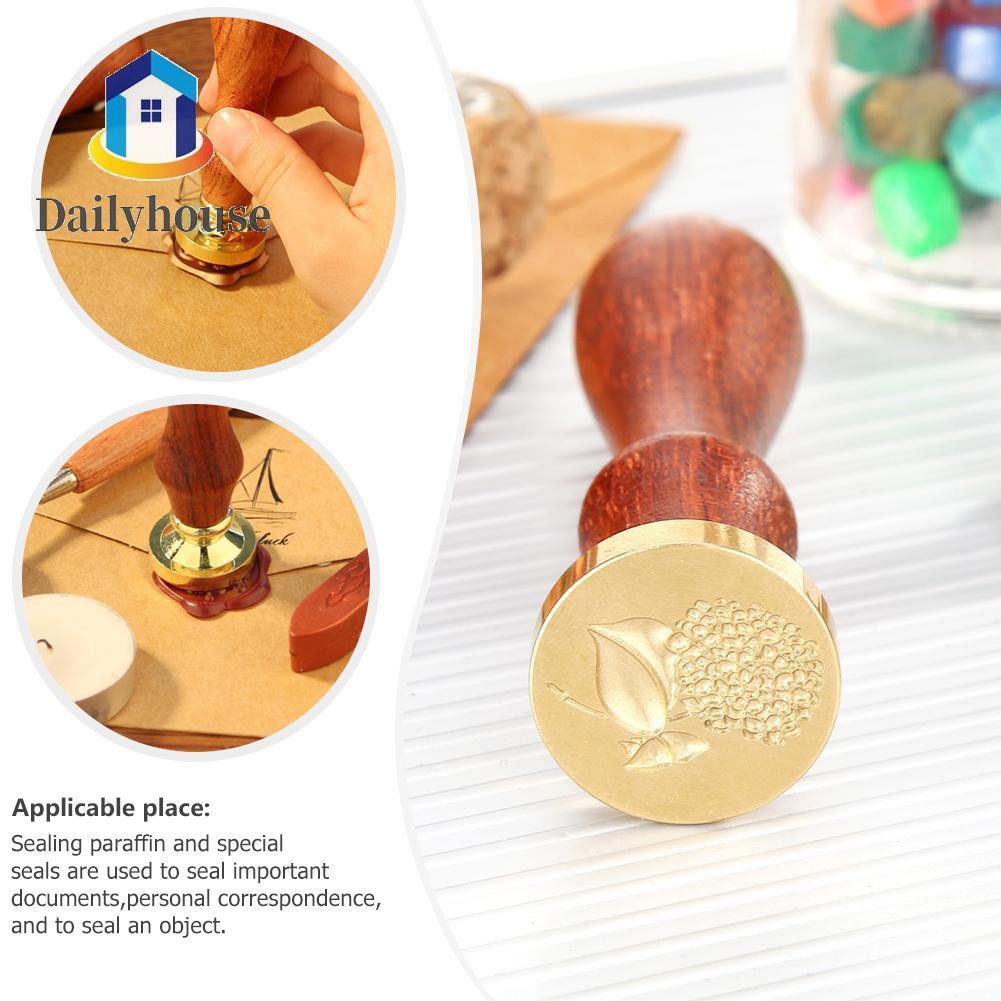 Wood Handle Antique Plant Pattern Metal Sealing Wax Stamp DIY Wedding Invitation