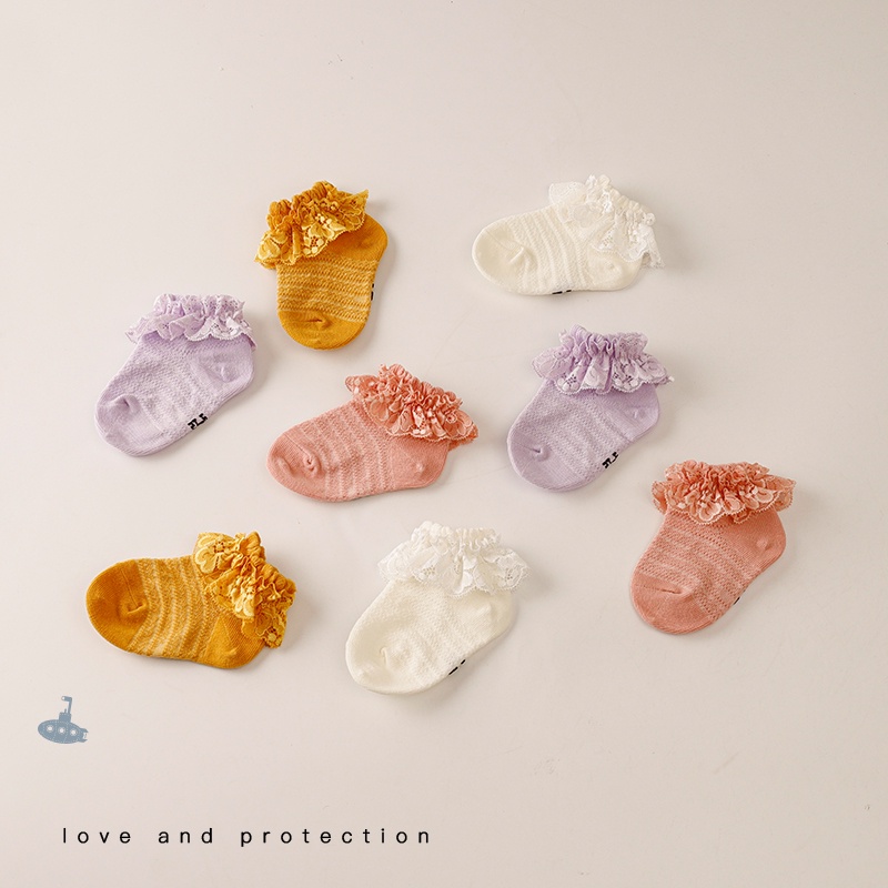 Vớ cotton ren kiểu công chúa dành cho bé gái mới sinh