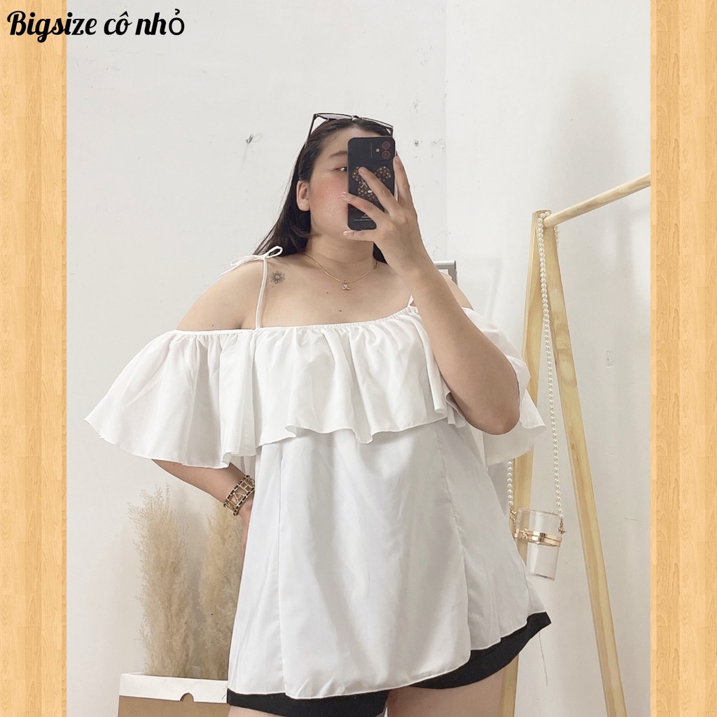 Áo Sơ Mi Bánh Bèo Bigsize Trễ Vai Dễ Thương Mã Áo Bẹt Vai