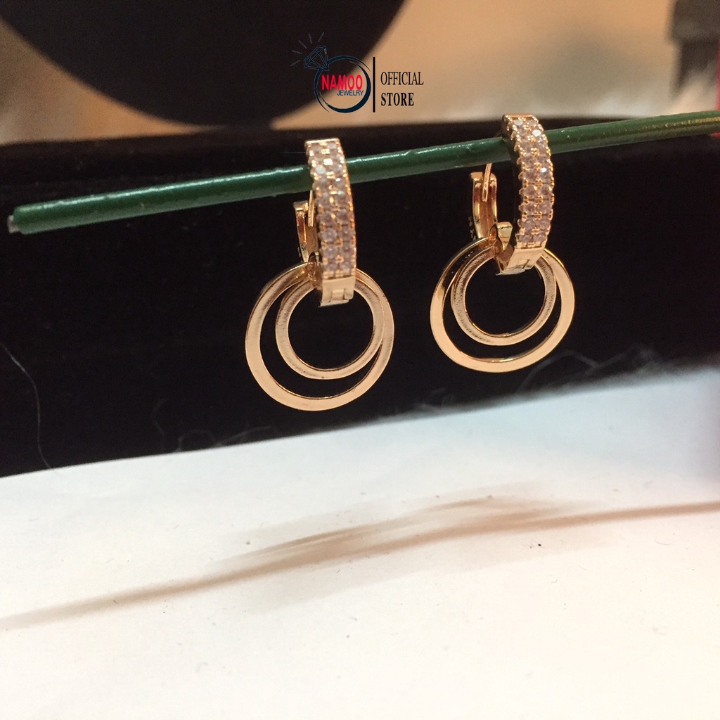 Khuyên Tai Nữ, khuyên Tròn Sát Tai Đính Đá T169 Namoo Jewelry
