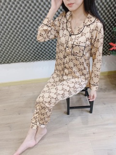 Bộ lụa satin GG dài tay