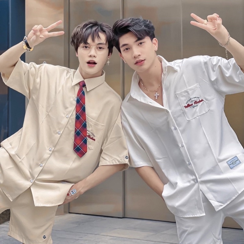 Bộ đồ somi tay ngắn họa tiết thêu YELLOW FLICKER unisex