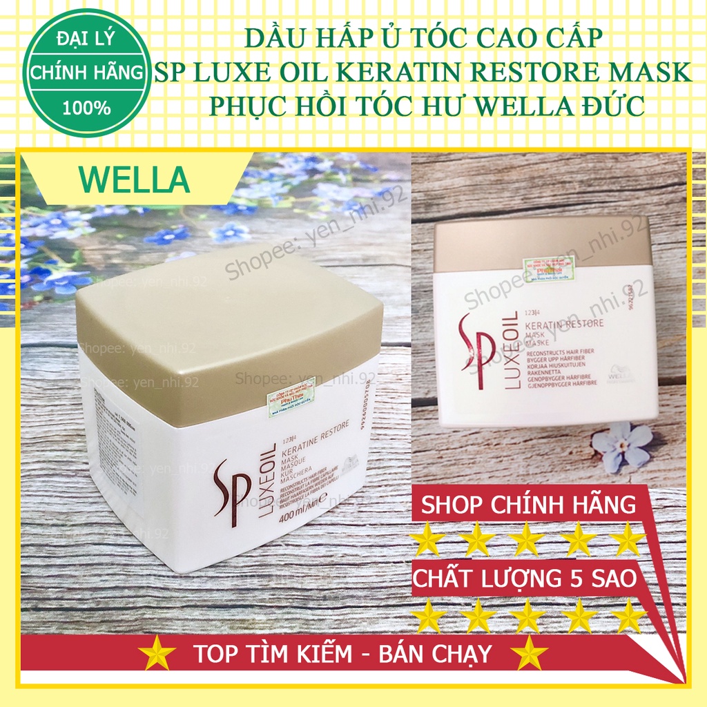 (CHÍNH HÃNG) DẦU HẤP Ủ TÓC CAO CẤP SP LUXE OIL KERATIN RESTORE MASK PHỤC HỒI TÓC HƯ WELLA ĐỨC