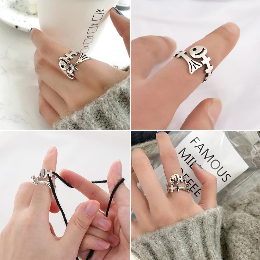 Nhẫn Hở Đan Len Hình Xương Cá Độc Đáo