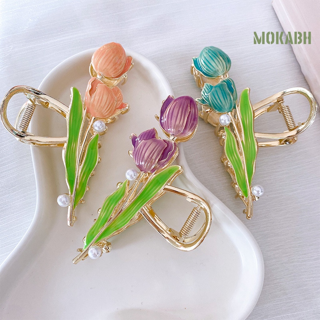 &lt; Kẹp Tóc Càng Cua Tạo Kiểu Tóc Hoa Tulip Viền Mịn Màng Tinh Tế Cao Cấp Phong Cách Ngọt Ngào Cho Nữ