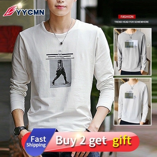 Men's casual printing long-sleeved T-shirt Korean round neck long-sleeved T-shirt M-4XL