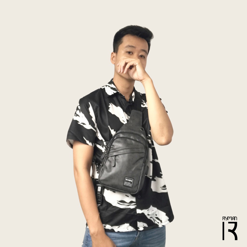 Túi Đeo Ngực Nam OUMU Da Pu Cao Cấp Tích Hợp Cổng Sạc Dự Phòng Phong Cách Hàn Quốc Unisex Màu Xám Bền Đẹp Chống Nước | BigBuy360 - bigbuy360.vn