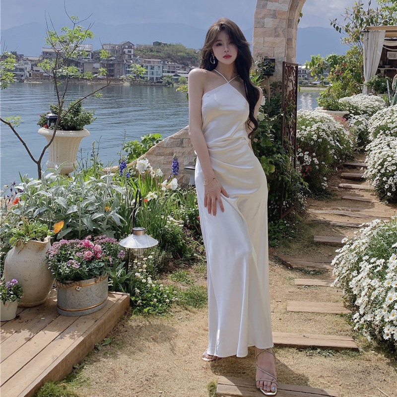 Đầm Dây Không Tay Chất Liệu Satin Cao Cấp Thời Trang