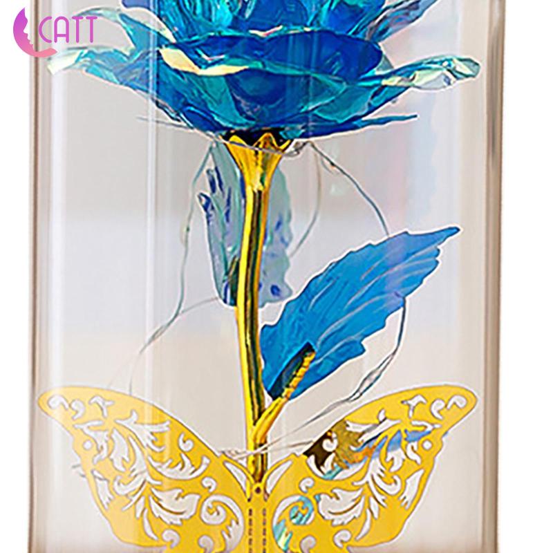 Rose in Glass Dome LED Light Simulated Flower Wedding Birthday Xmas