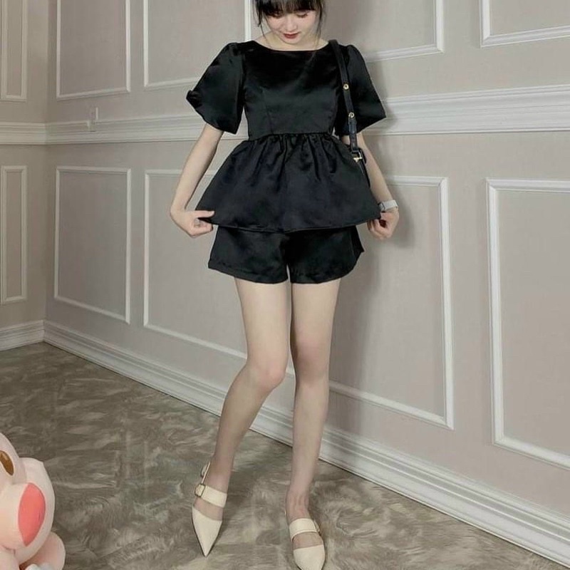 set short áo nơ lưng tay bồng