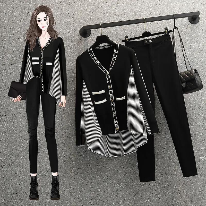 Set Đồ 2 Món Gồm Áo Khoác Đen Và Quần Dài Lưng Cao Cài Nút Thời Trang Công Sở Cho Nữ size M-4XL