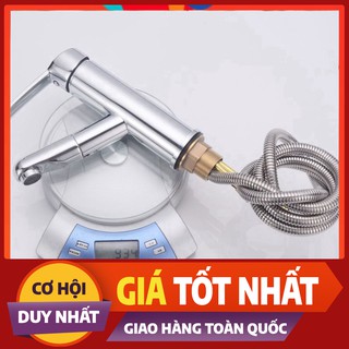 Vòi chậu rửa mặt lavabo nóng lạnh dây rút cao cấp SNL35 tặng đôi dây cấp inox