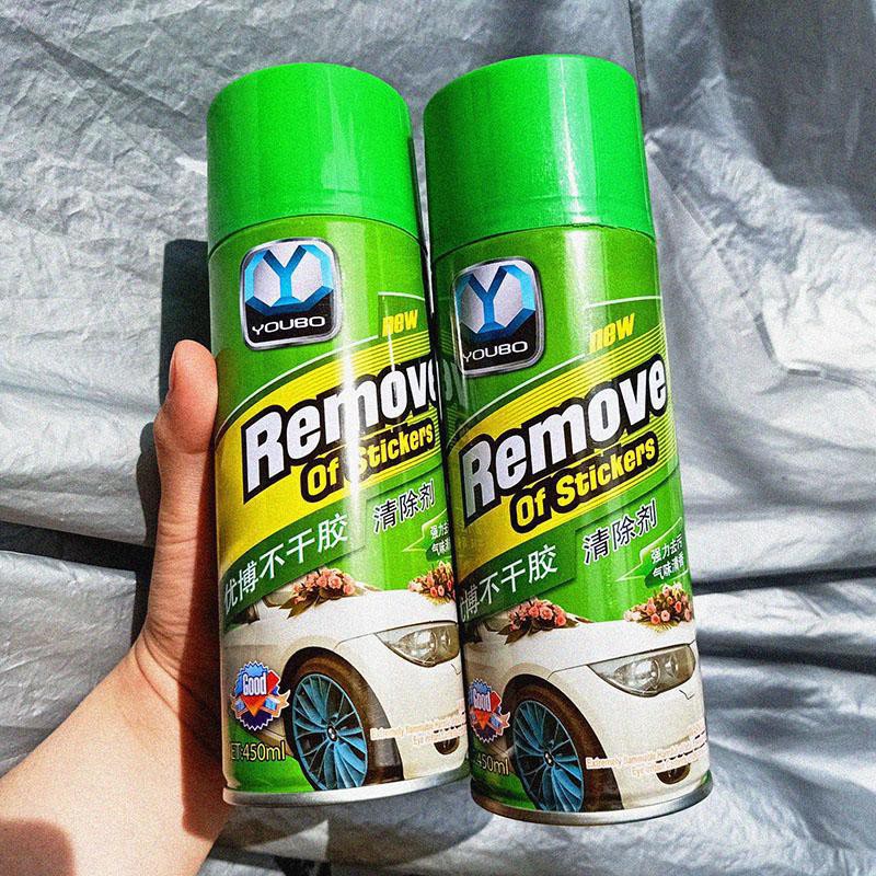 Chai Xịt Tẩy Keo Băng Dính Remove Of Stickers 450ml, tẩy vết băng dính, nhựa đường, tẩy đa năng đồ nội thất ô tô