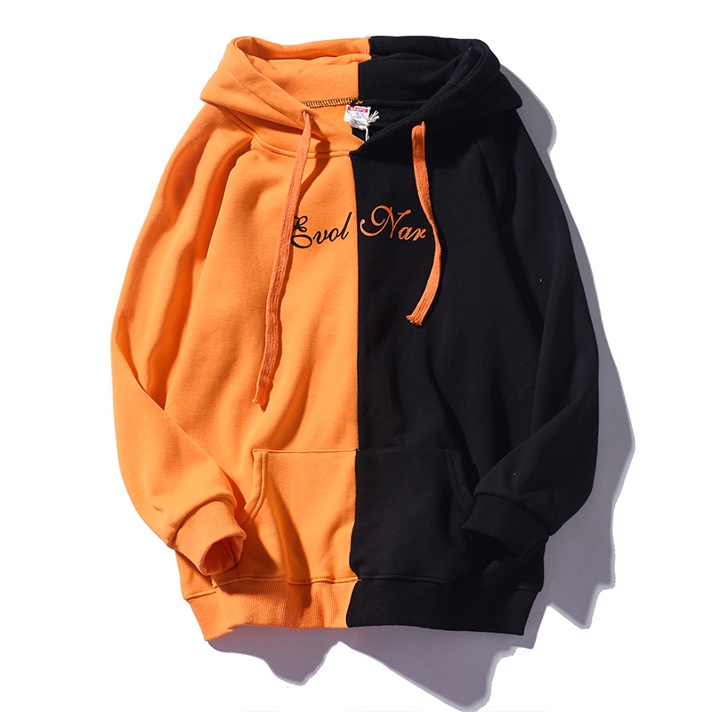 Áo Hoodie Nhung Dày Dặn Phối Màu Tương Phản Phong Cách Hip Hop