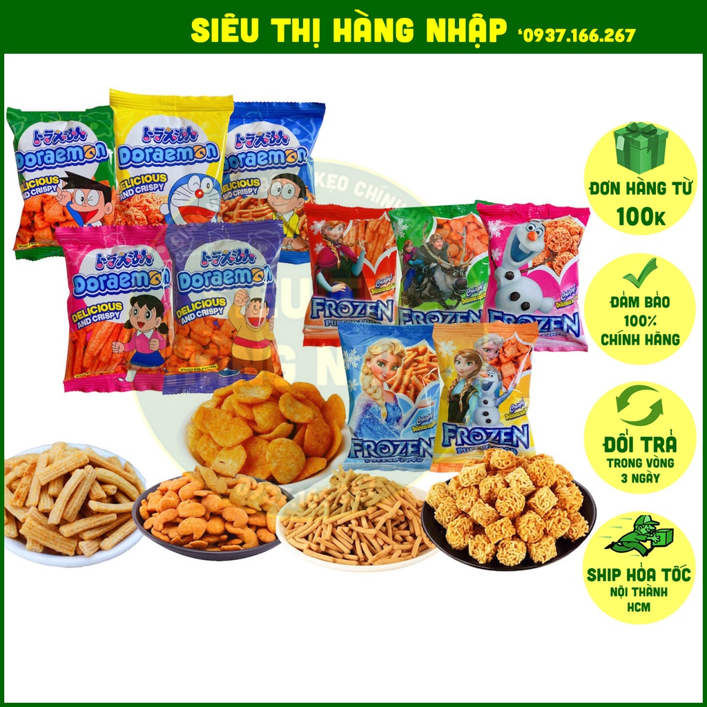 [Combo 5 gói] Snack mix nhiều vị Doremon/ Elsa cho bé, đồ ăn vặt bimbim ngon rẻ