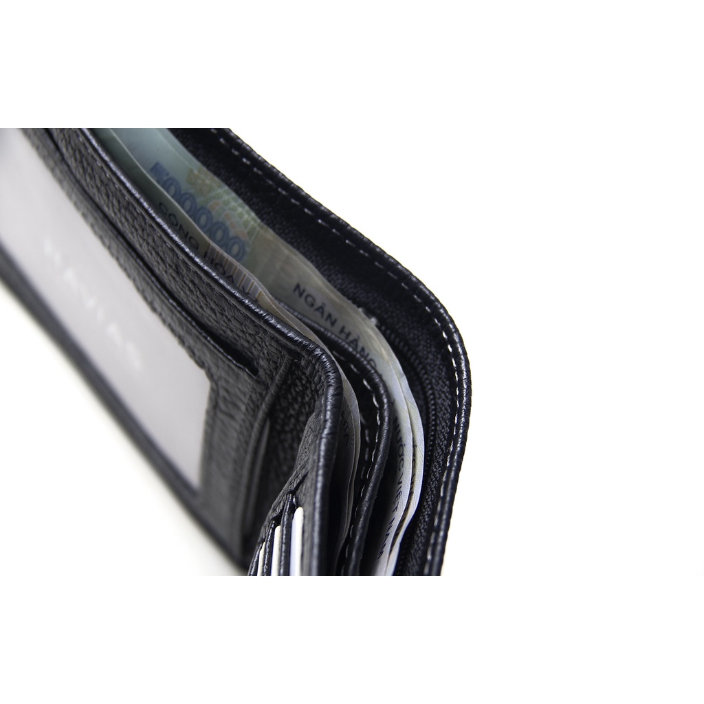 Zica HAVIAS ví ngang ngăn ảnh da bò thật Crossgrain cao cấp