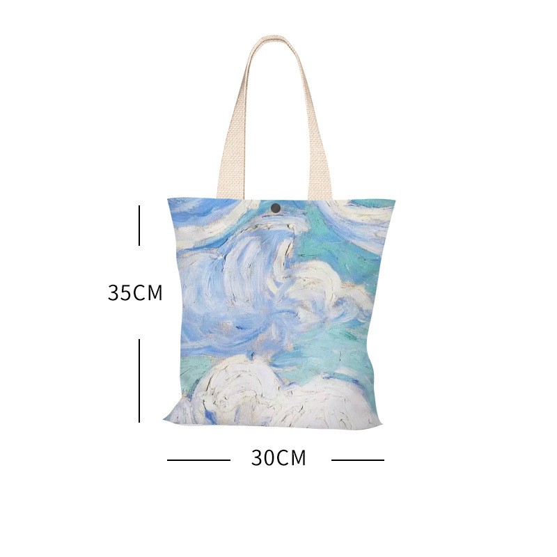 Túi Tote vải Canvas Phong cách Hội họa Bầu Trời Xanh Nghệ Thuật.