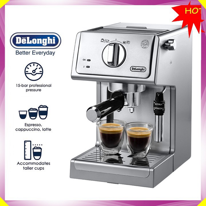 Máy pha cà phê Espresso thương hiệu Delonghi ECP36.31 - Công suất đầu vào: 1100W - Hàng Nhập Khẩu Chính Hãng
