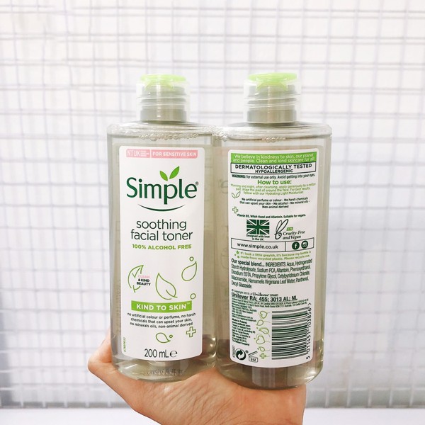 [MẪU MỚI] TONER SIMPLE SOOTHING FACIAL CHO DA NHẠY CẢM VÀ DA DỄ NỔI MỤN 200ml