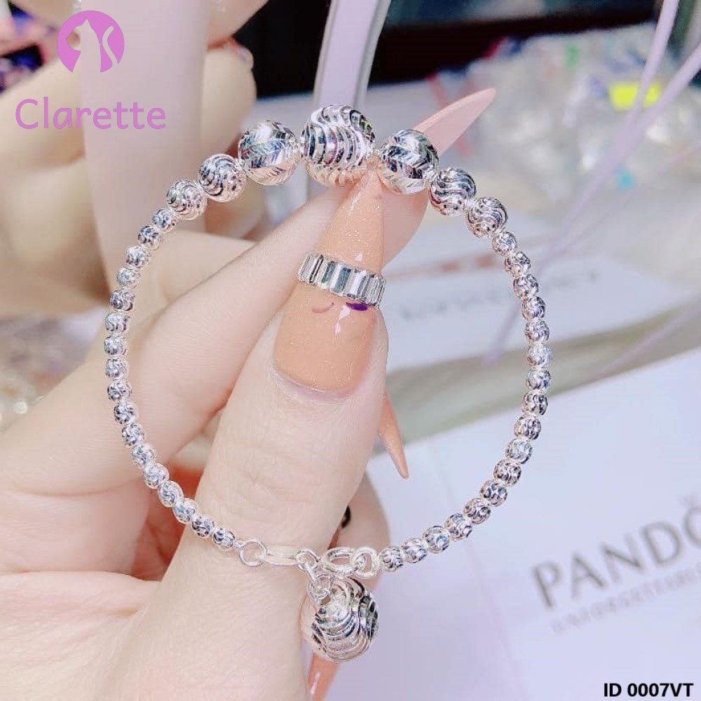 Vòng tay bạc bi mix bi xoắn Clarette 0007VT