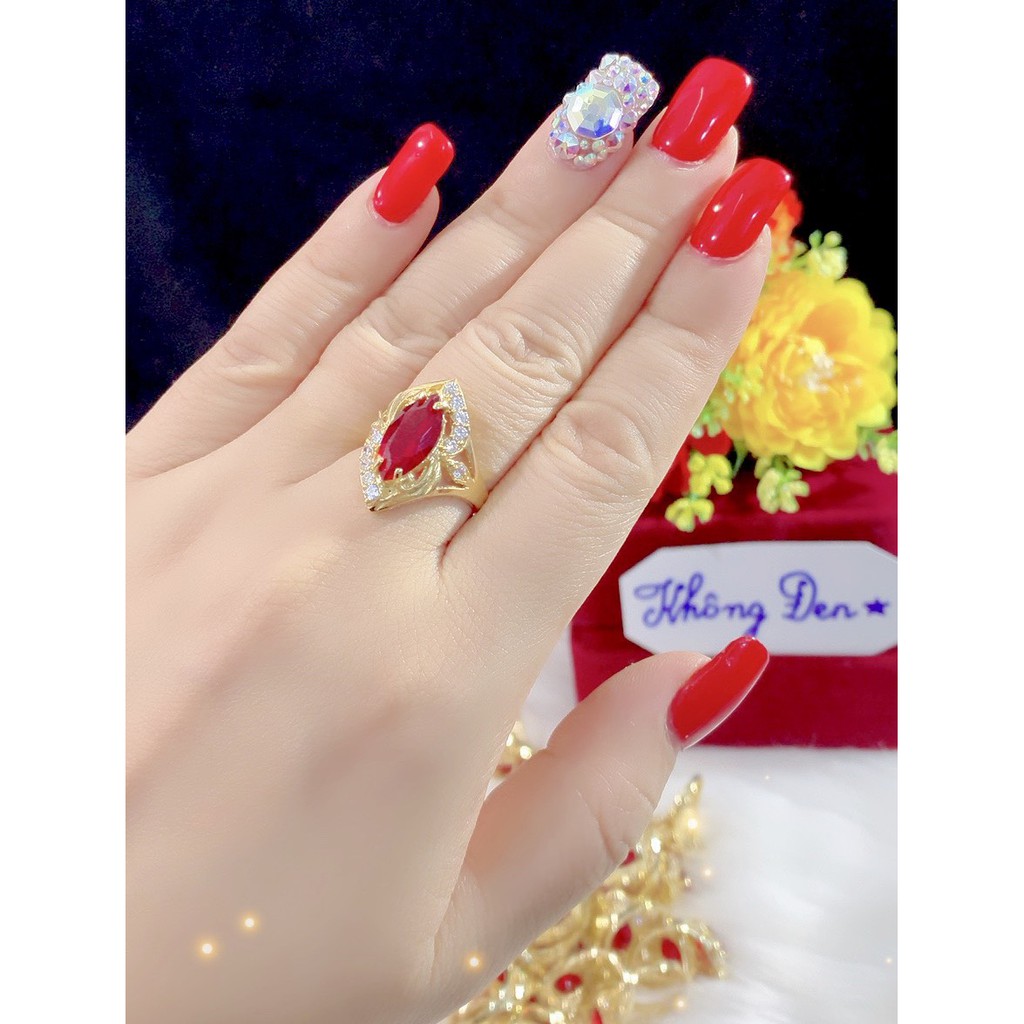 Nhẫn nữ xoàn hạt dưa mạ 18k cao cấp ko đen P695A