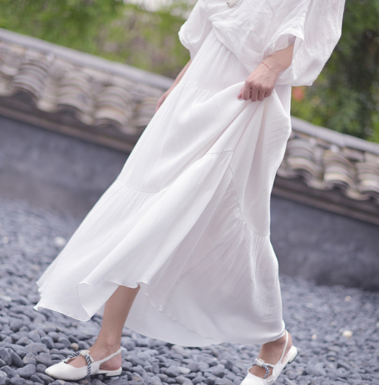 Chân Váy Cotton Lanh Dài Họa Tiết Hoa Nữ Tính | BigBuy360 - bigbuy360.vn