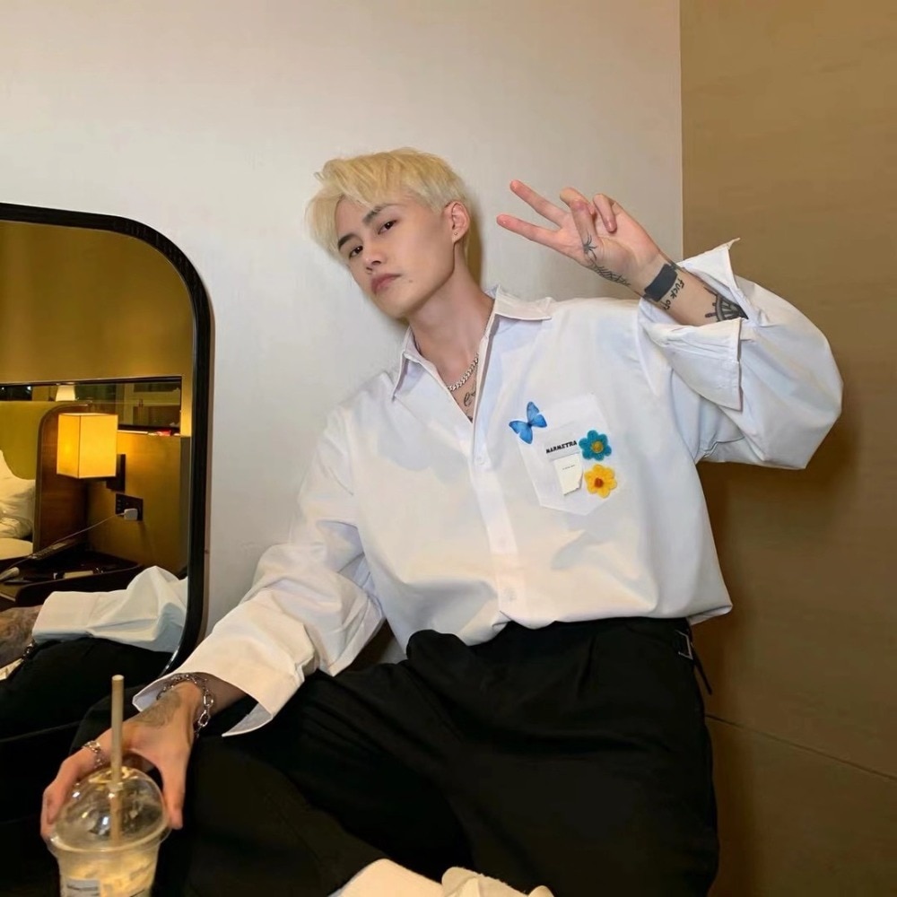 Áo sơ mi nam dài tay họa tiết hoa thiết kế thời trang