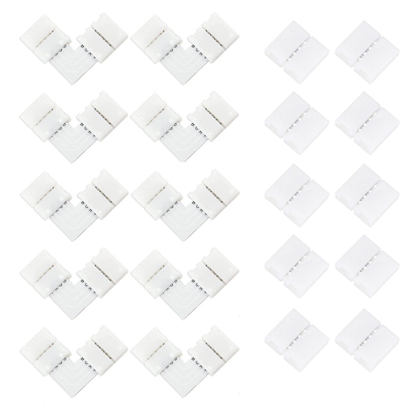 Set 20 Đầu Nối 4 Pin Chữ L Cho Dây Đèn Led RGB RGBW 10mm